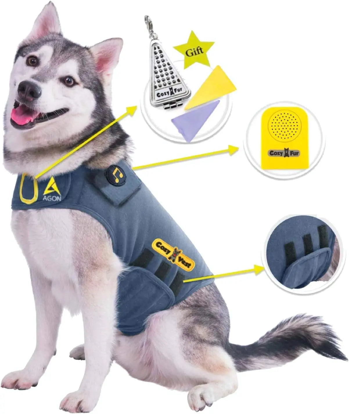3-in-1 Dog Anxiety Vest with Music & Aromatherapy Calming Coat XXS–XXL