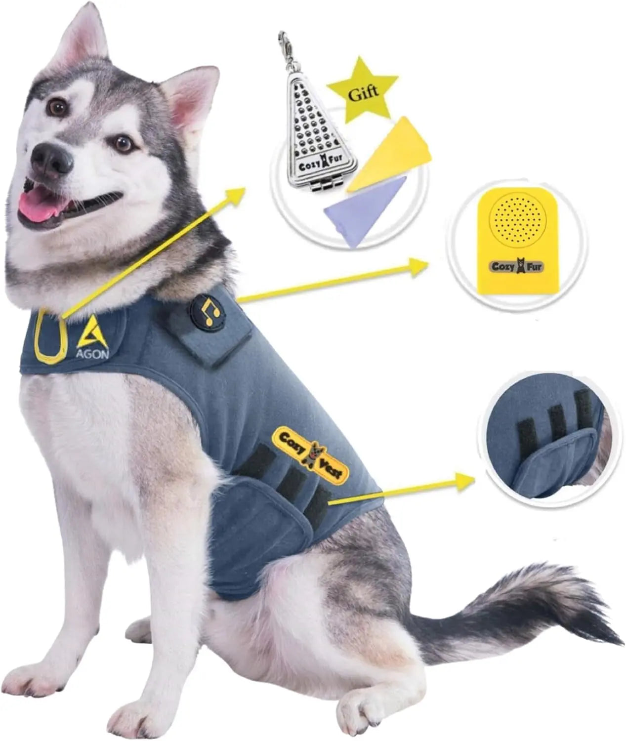 3-in-1 Dog Anxiety Vest with Music & Aromatherapy Calming Coat XXS–XXL