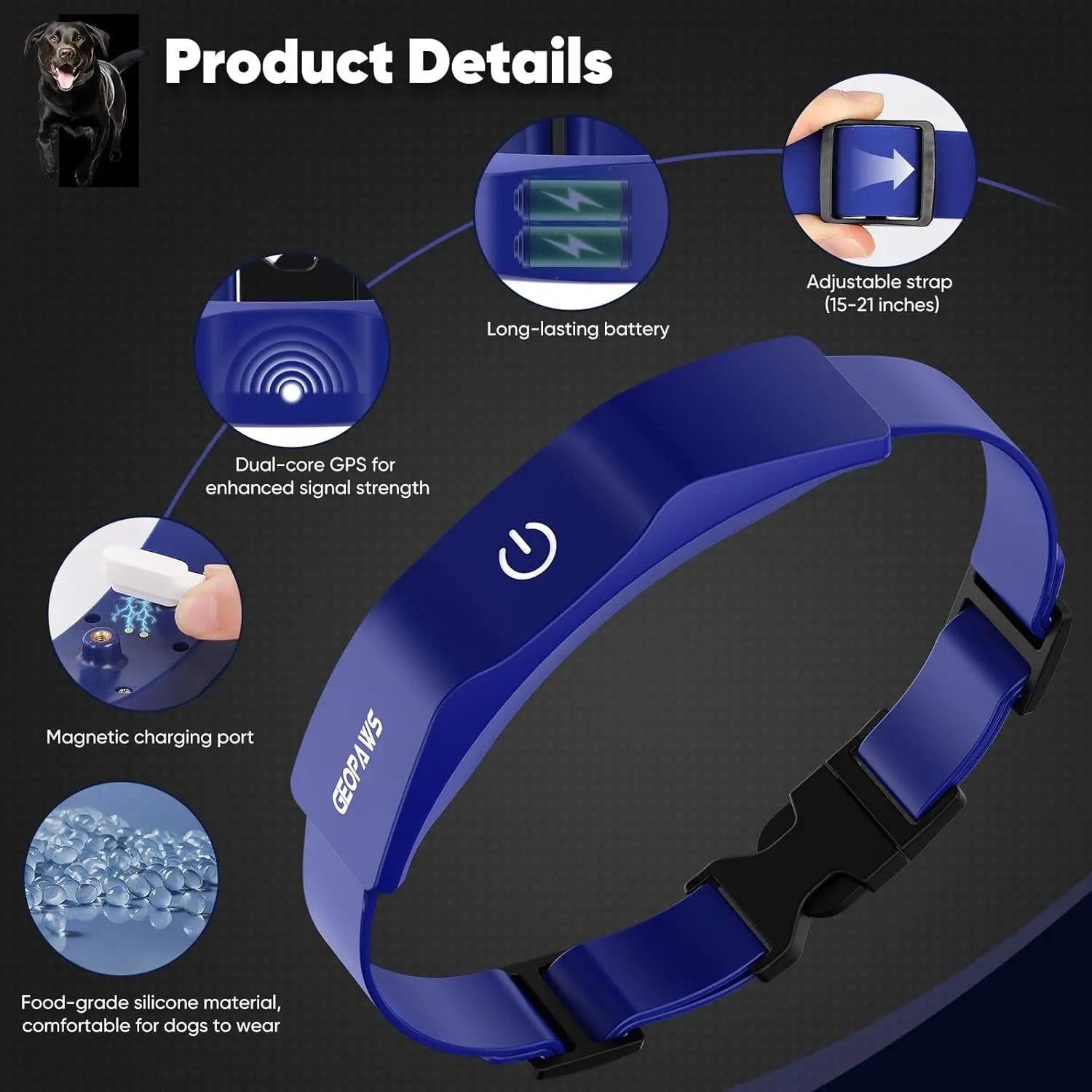 GPS Wireless Dog Fence Smart App Control Training Collar Adjustable Waterproof
