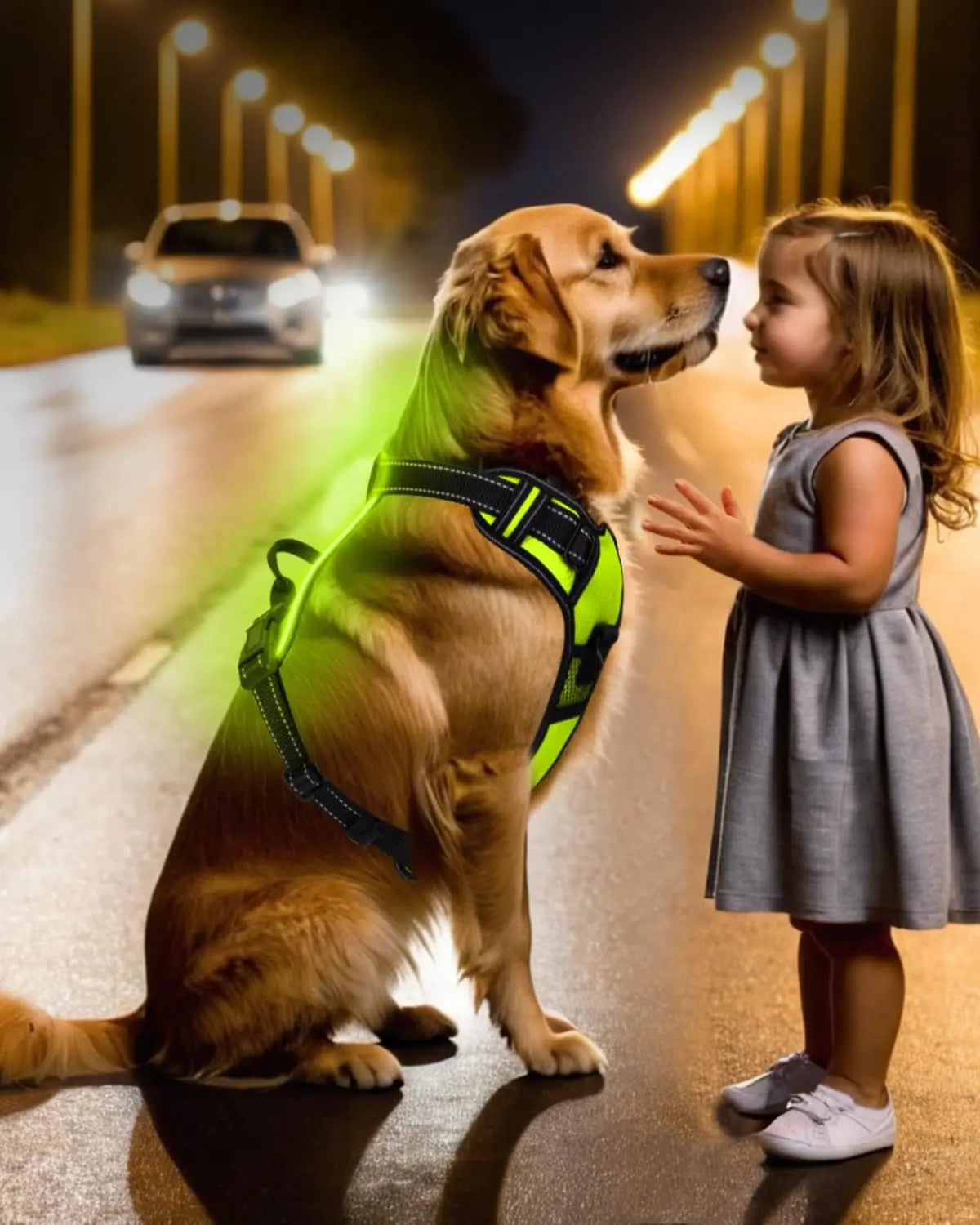 Light-Up LED Dog Harness – Rechargeable No-Pull Vest for Night Walking