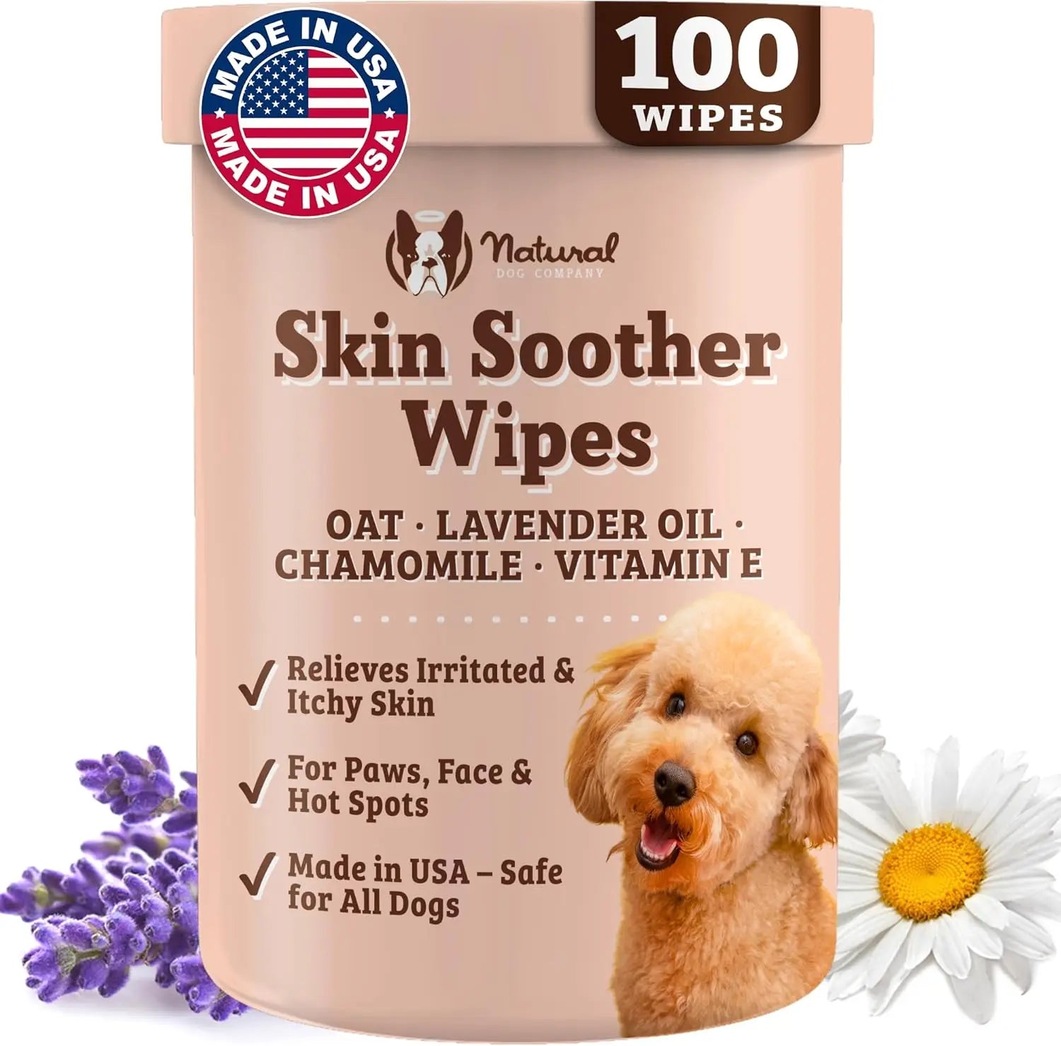 Vegan Dog Eye Wipes 100ct, Natural Tear Stain & Wrinkle Cleaning Wipes