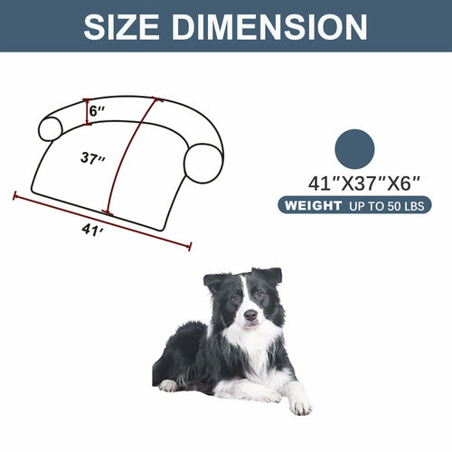 Calming Dog Cat Bed Mat Waterproof Plush Navy Blue Size 41x37